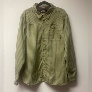 Olive Striped Button-Up Shirt